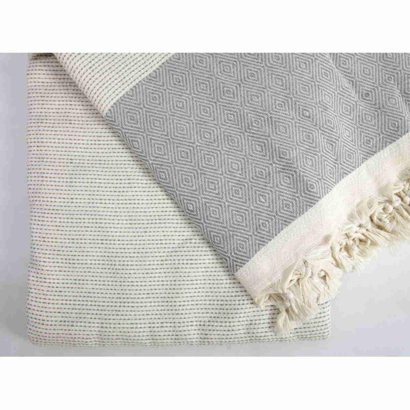 Hand made XXL Turkish peshtemal blanket of 100% cotton 1450g