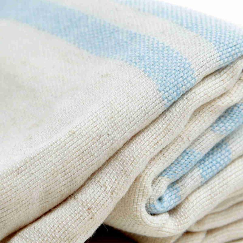 Hand loomed Turkish Linen Hammam Towel 100x170 Light Blue