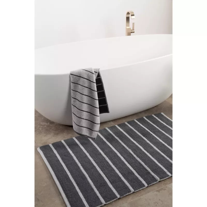 Handwoven Reversible  Bath rug 1008-73 Anthrazit
