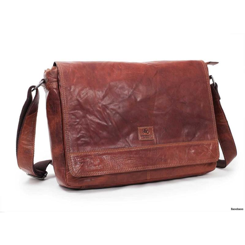 Leather Messenger Bag 15 Brandy
