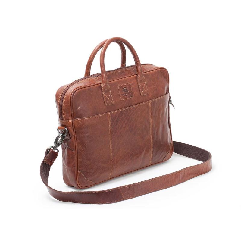 Leather Briefcase Soft 13 Brandy
