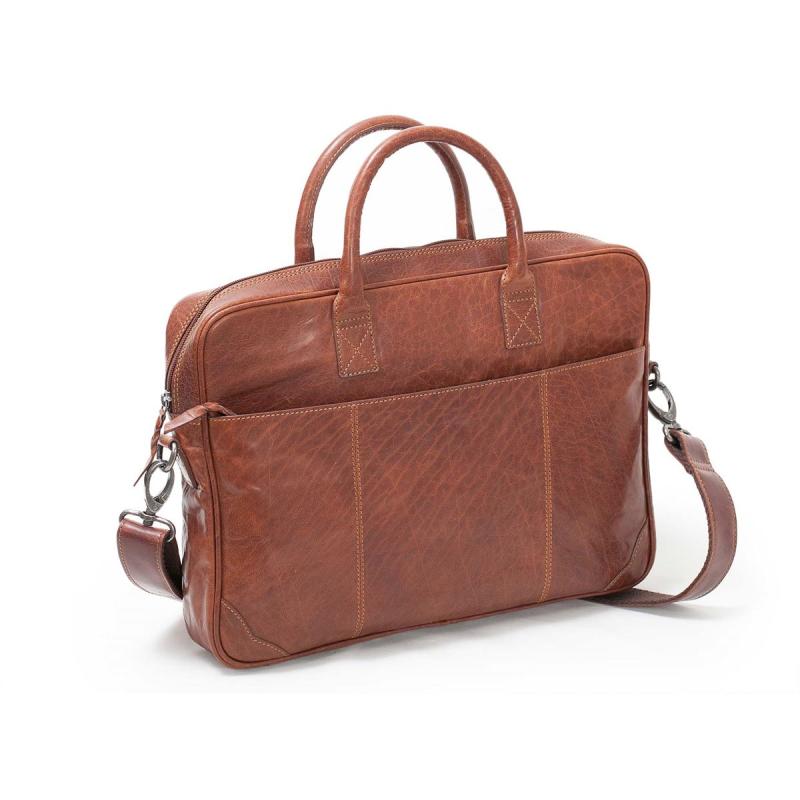 Leather Briefcase Soft 13 Brandy