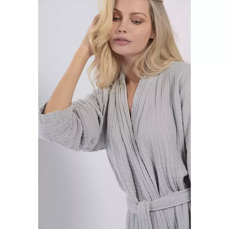 Long Women's Bathrobe in Muslin Cotton 838-70