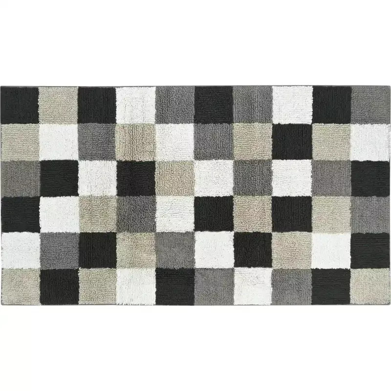 Luxury Check Bath Mat Square 1011-37 Natur
