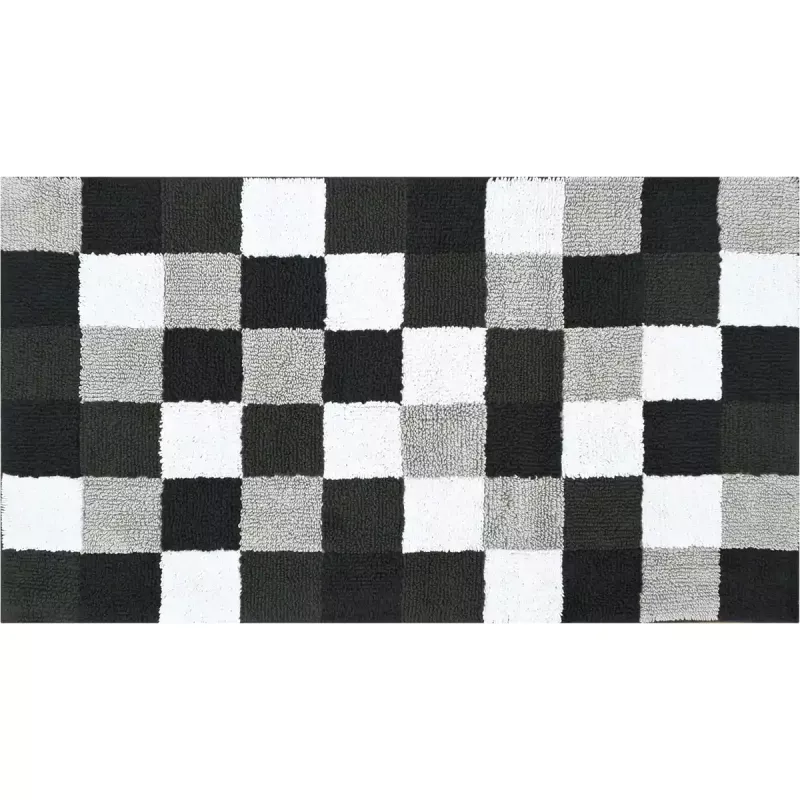 Luxury Check Bath Mat Square 1011-77 Stein