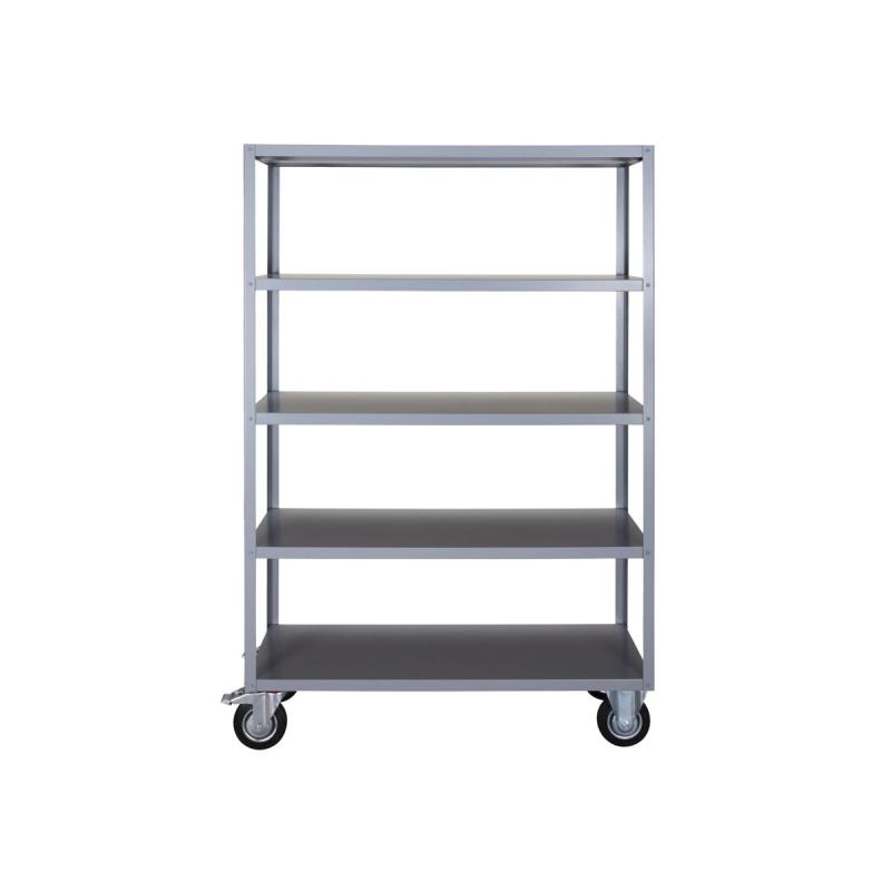 Shelving unit w. 4 wheels, Trolley, Grey 5 shelves