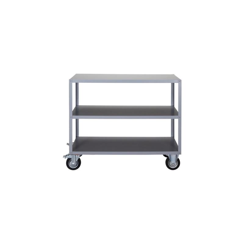 Shelving unit w. 4 wheels, Trolley, Grey 3 shelves