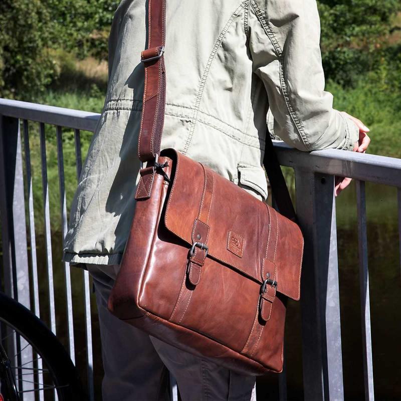Messenger Bag 13 i skinn Brandy