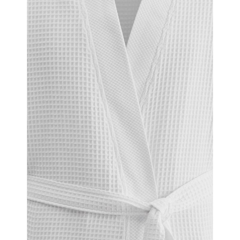 Lång våfflad spa badrock blanc