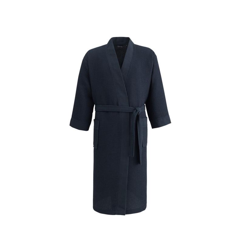 Lång våfflad spa badrock bleu nuit