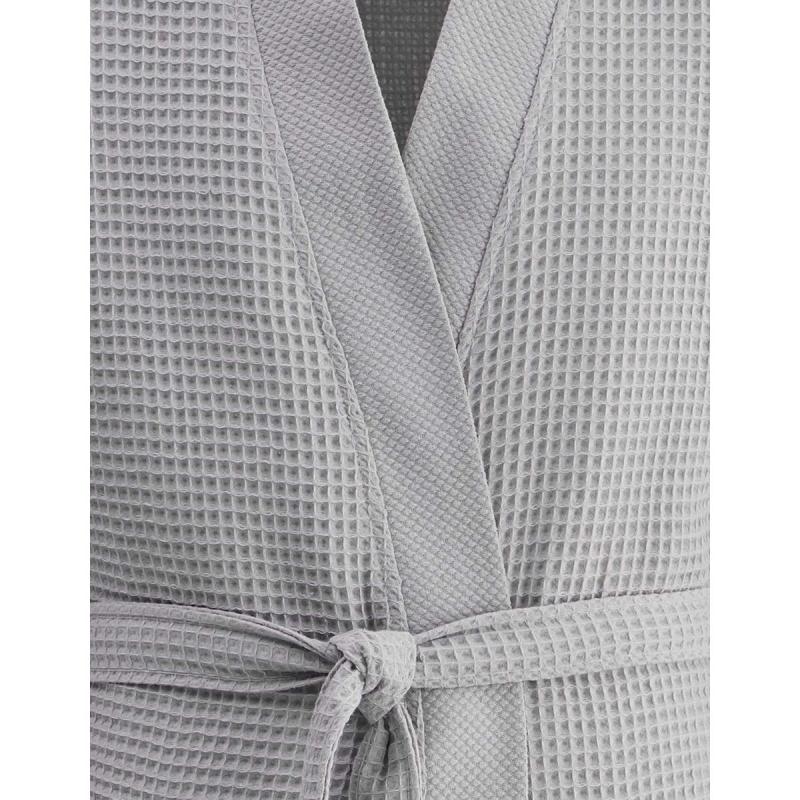 Lång våfflad spa badrock gris perle