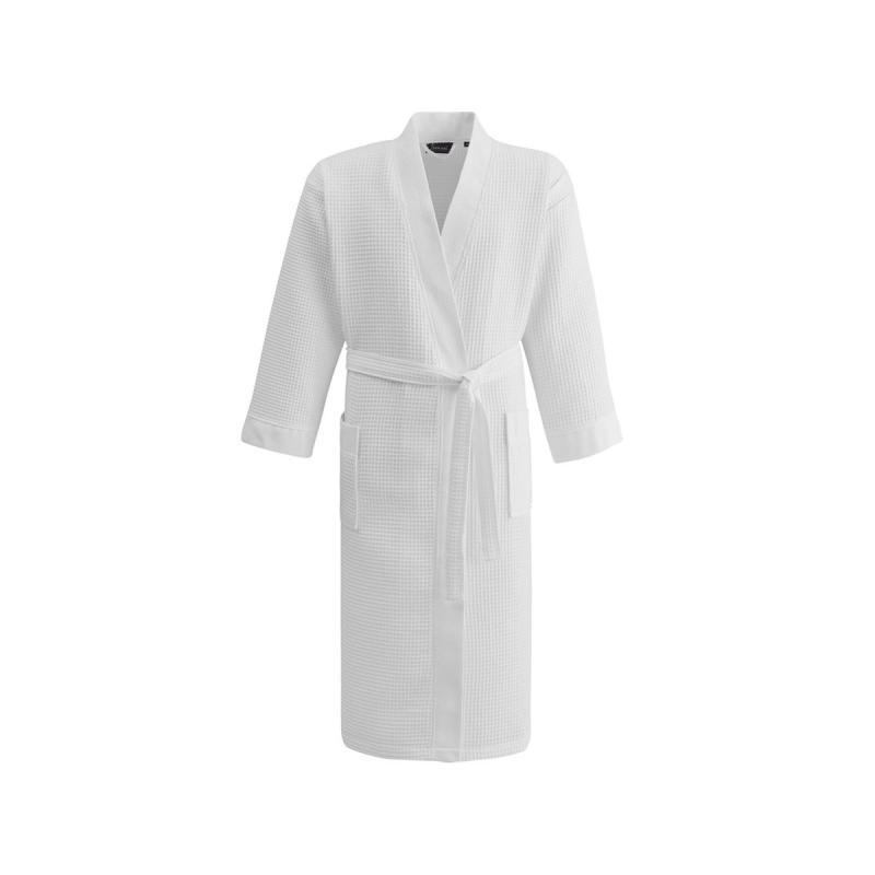 Lång våfflad spa badrock blanc