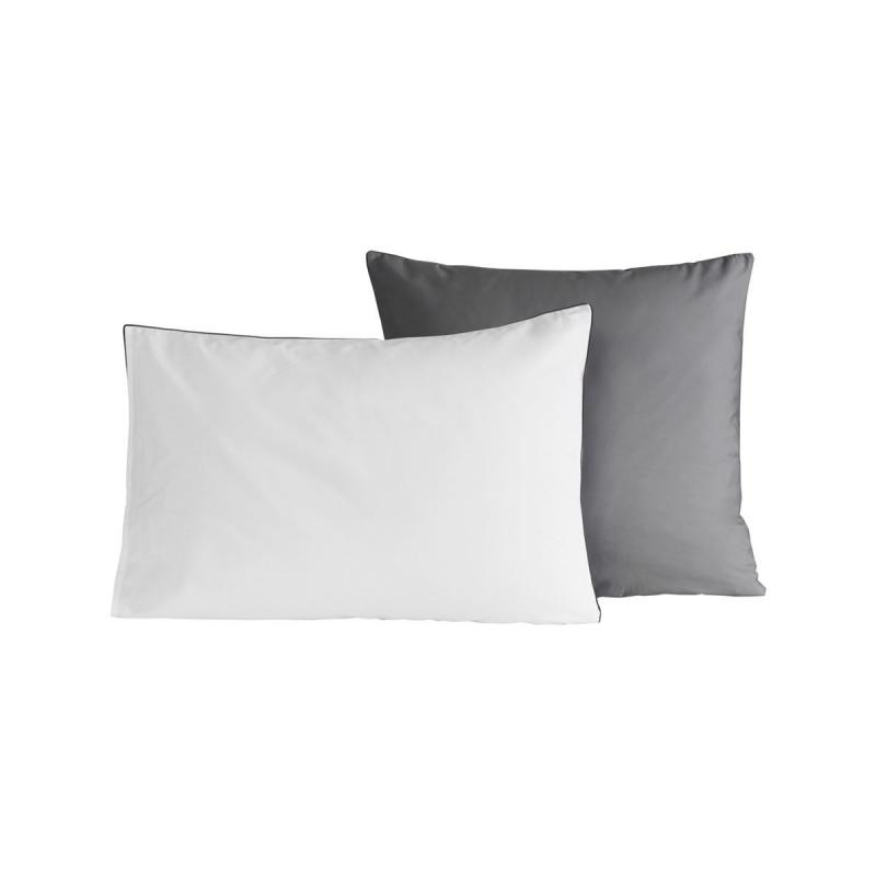 Set 2 Pillowcase DOZMARY gris perle/blanc