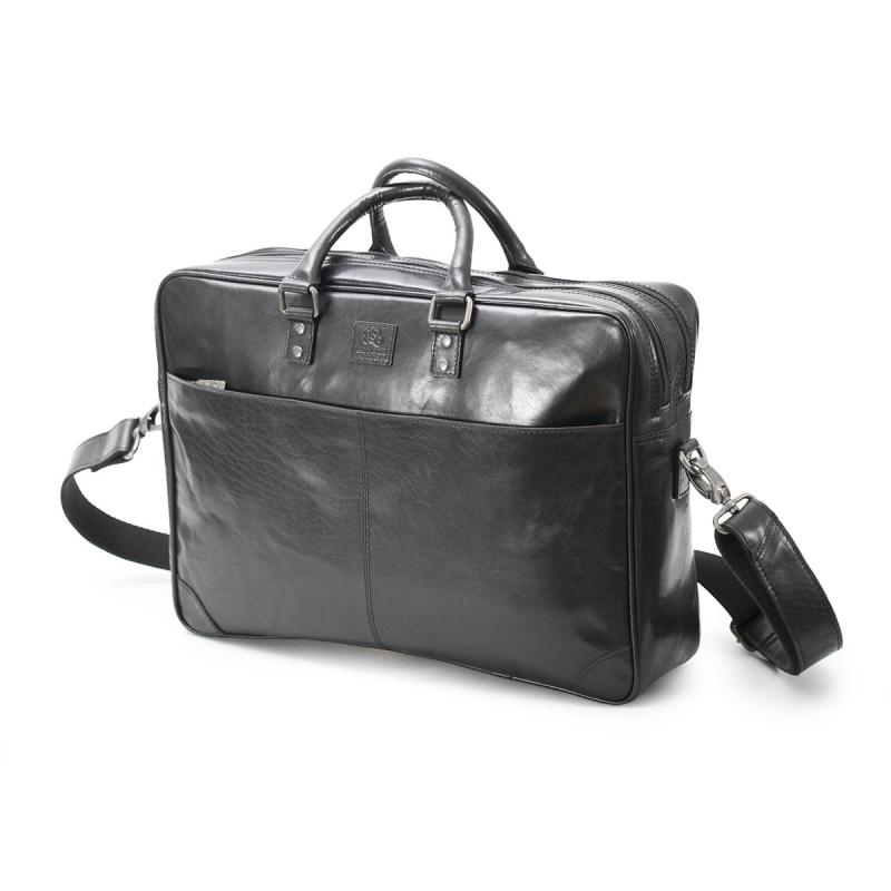 Leather Briefcase Soft 15 2 ZIP Black