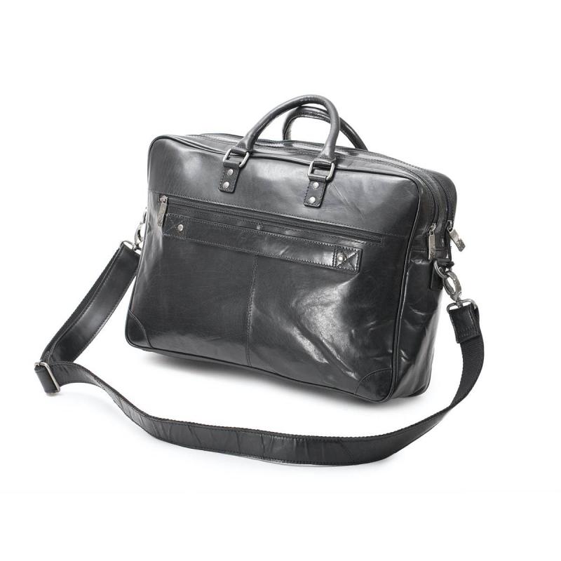 Leather Briefcase Soft 15 2 ZIP Black