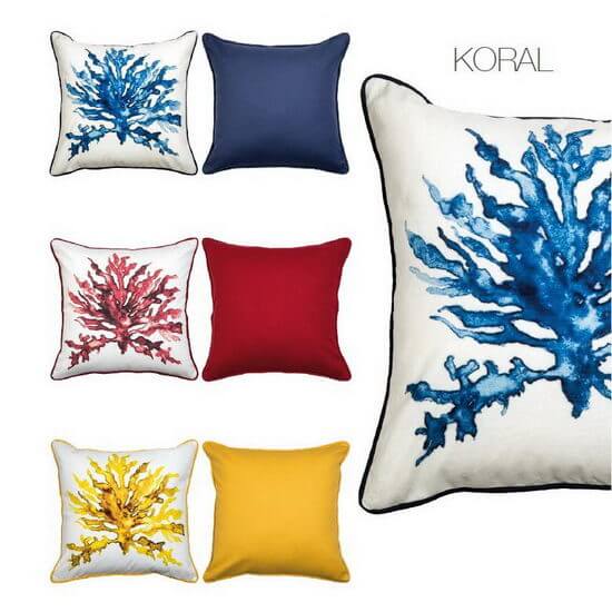 Cushion 45x45 cm KORAL 100% cotton with print. From AK Collection. Filled with polyester.