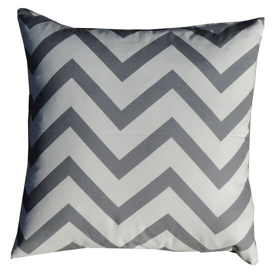 Chevron patterned cushion of cotton canvas Grey