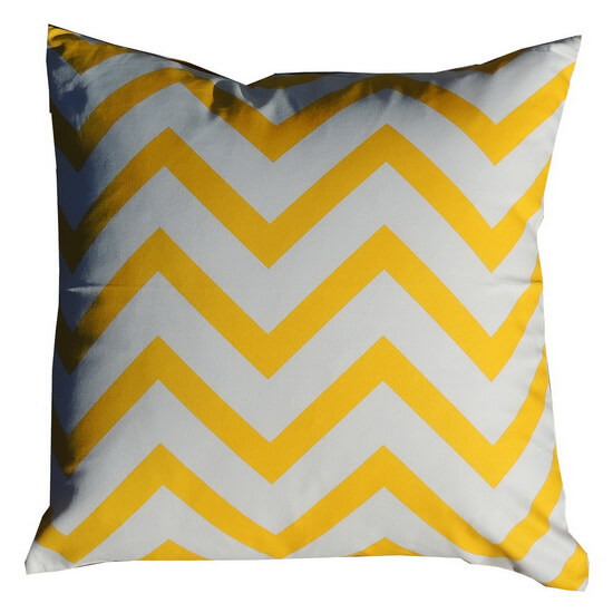 Chevron patterned cushion of cotton canvas, Yellow.