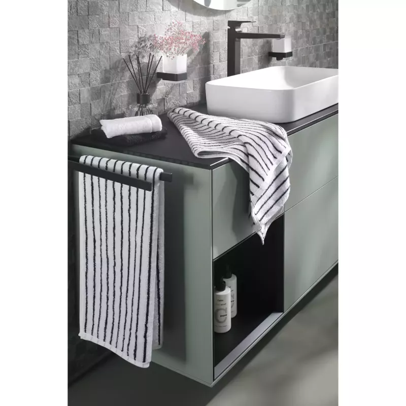 Striped Towel Black and White 6278-96