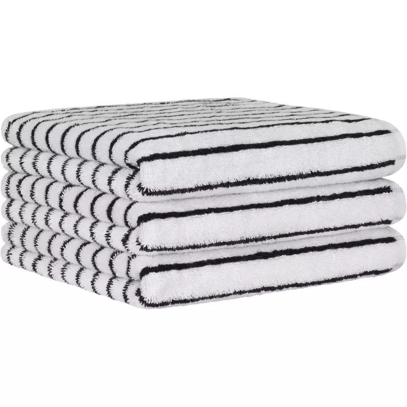 Striped Towel Black and White 6278-96