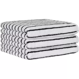 Striped Towel Black and White 6278-96