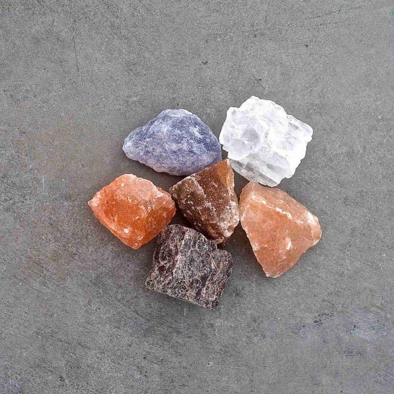 RIVSALT TASTE JR Refill med sex saltstenar från olika delar av världen