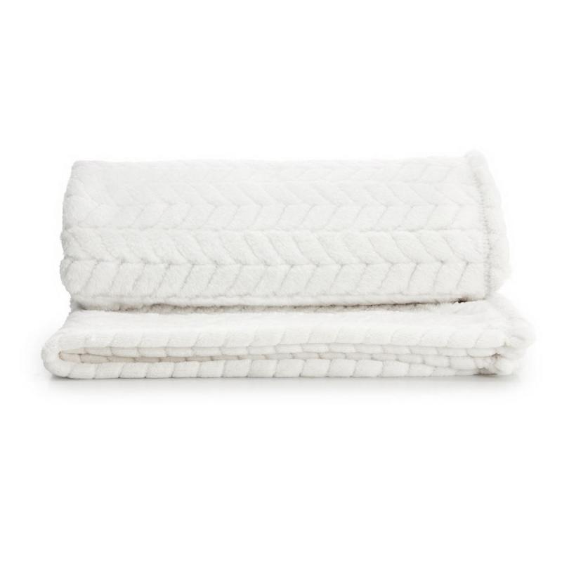 Fleece blanket Leaf white