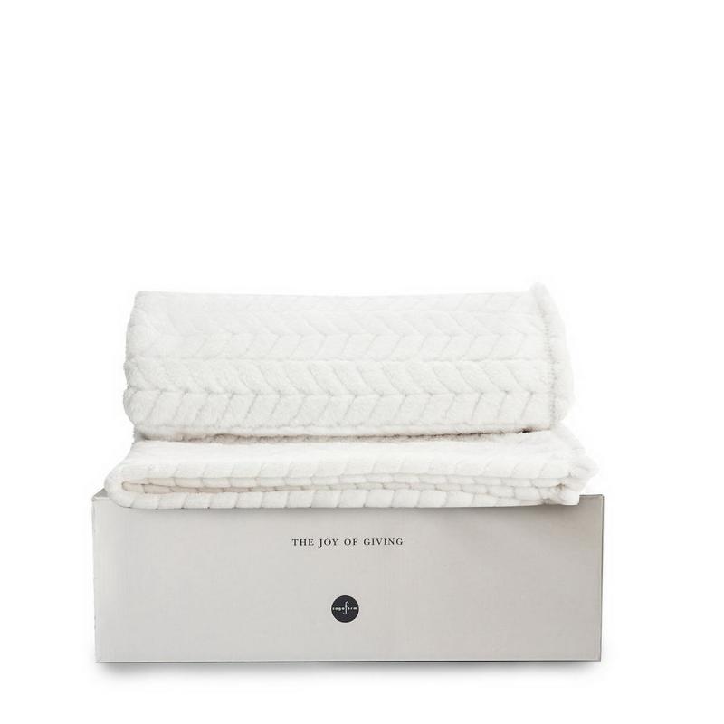 Fleece blanket Leaf white