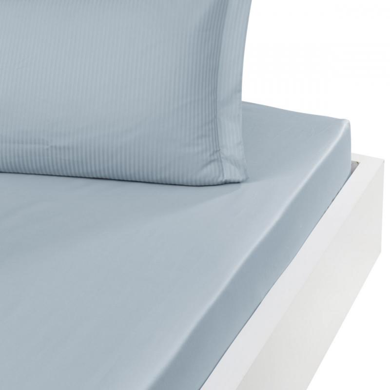 Fitted Sheet Satin VERSAILLES Bleu Arctic