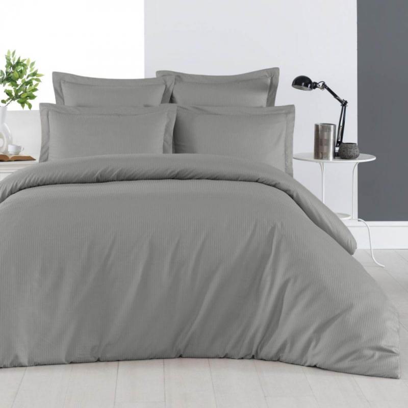 Satin Duvet cover VERSAILLES gris acier