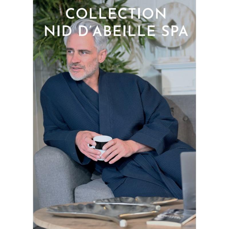 Lång våfflad spa badrock bleu nuit