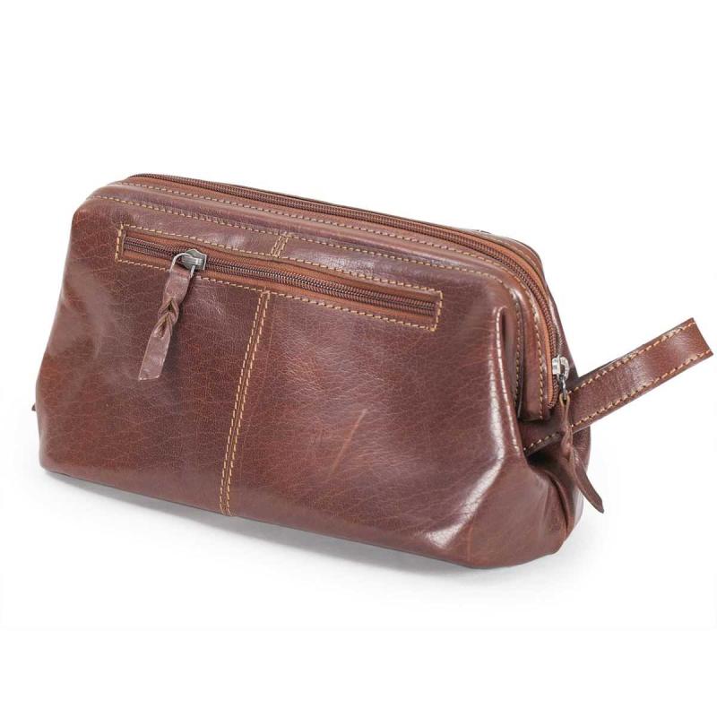 Leather Toiletry bag Brandy