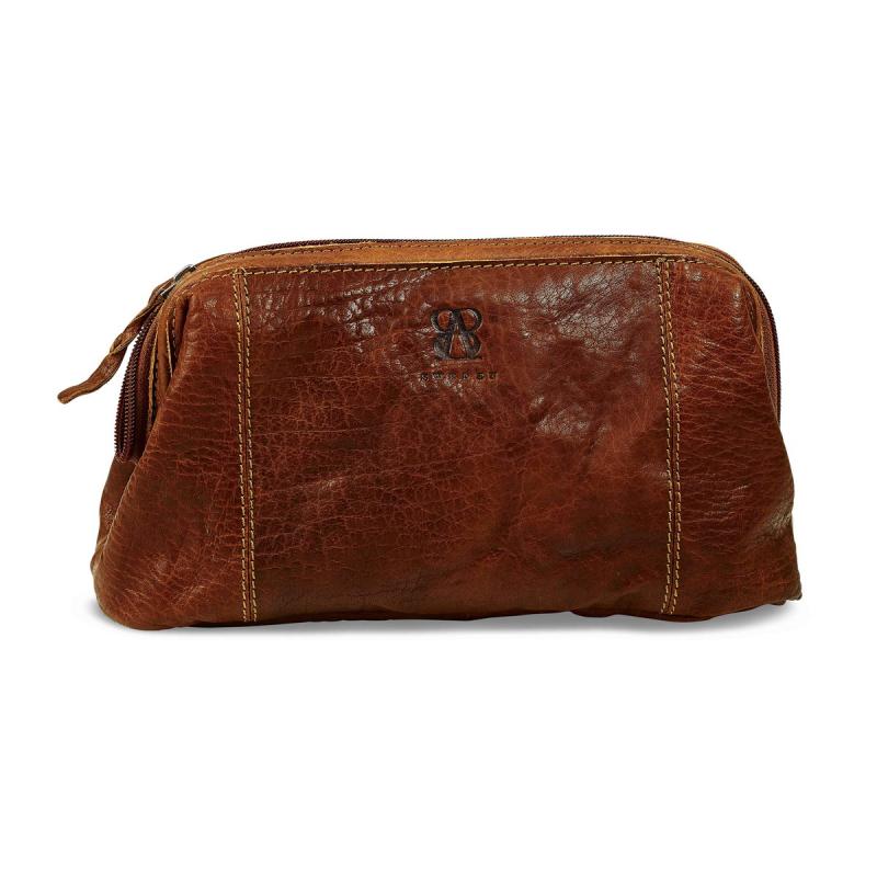 Leather toiletry bag from B away Brown unisex model