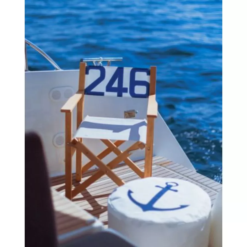 Solo Sittpuff ⌀54 cm - Marinblå med ankarmotiv