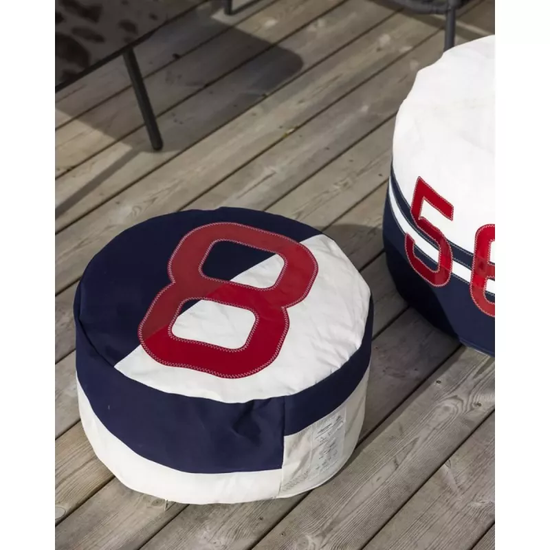 Solo Sittpuff ⌀54 cm - marinblå & röd av segelduk