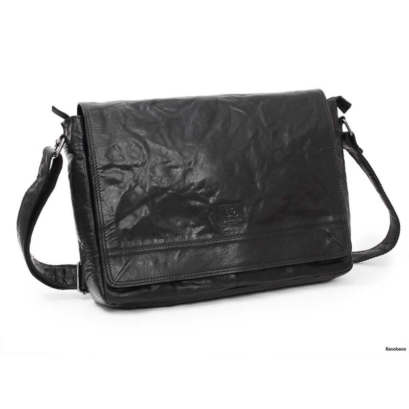 Leather Messenger Bag 15 Black