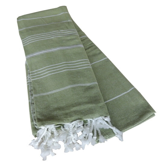 XL Turkish towel De La Mer Olive Green Beach Towel