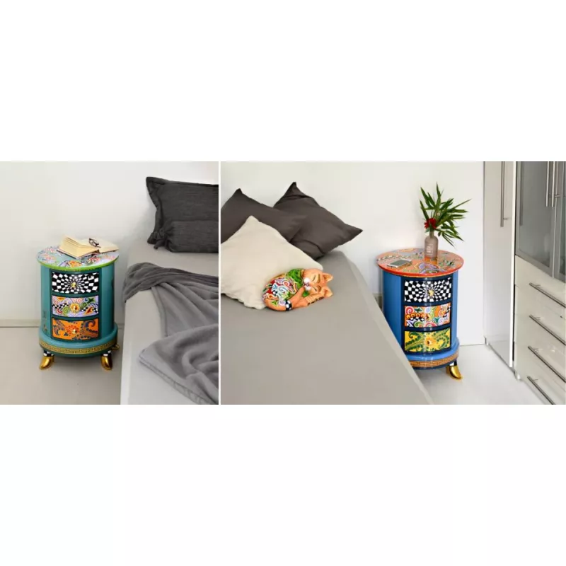 Toms Drag Byrå 3 Lådor Rund Topp Blå 102170