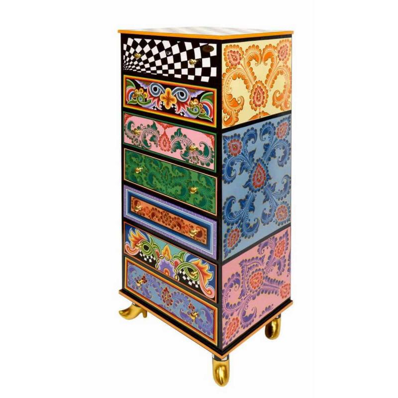 Toms Drag High Drawer Chest XXL. En vacker, lyxig, färgglad, detaljrik design-byrå med 7 lådor