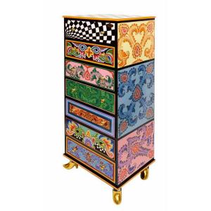 Toms Drag High Drawer Chest XXL. En vacker, lyxig, färgglad, detaljrik design-byrå med 7 lådor