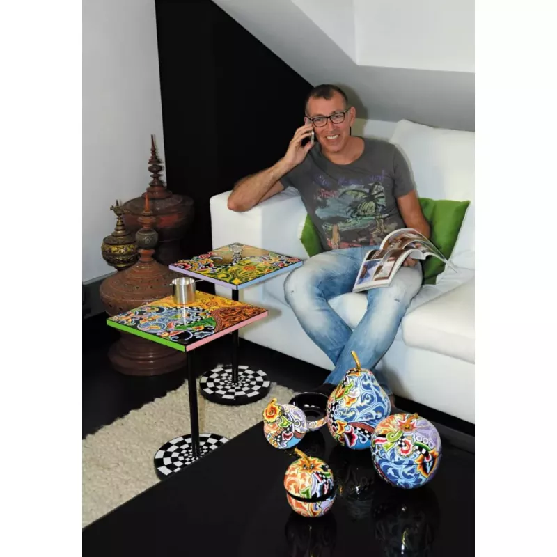 Toms Drag End Table Floral-Gold 102143