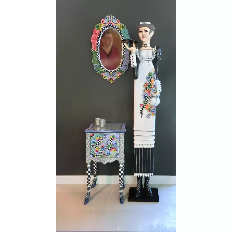 Toms Drag Mirror Oval Versailles Silver Line 102178