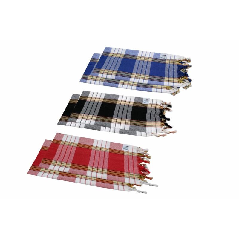 Hamamhandduk Classic - 2 Blå, 2 Svarta och 2 Röda