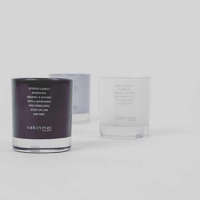 Vakinme - Scented candles of certified organic raw ingredient from  the Swedish westcoast. Åkermynta, Björktuva, Daggmossa