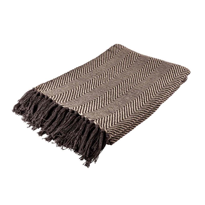 Woven blanket 130x160 cm grey, natural of recycled cotton