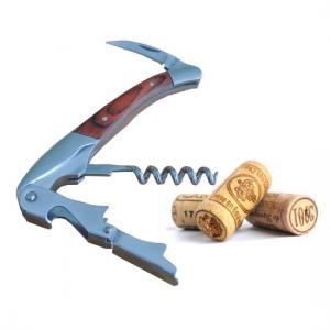 Two-stage Wine Opener, Sommelier Corkscrew of Stainless Steel and wood