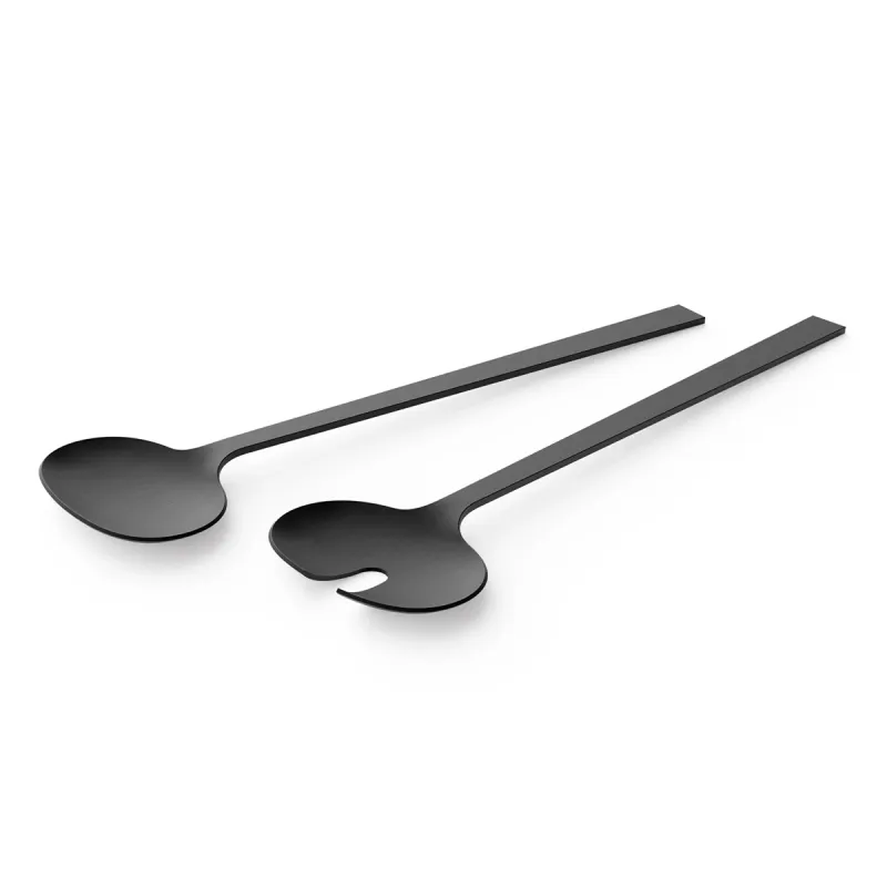 ZACK LENORA salad servers in black PVD, 30 cm