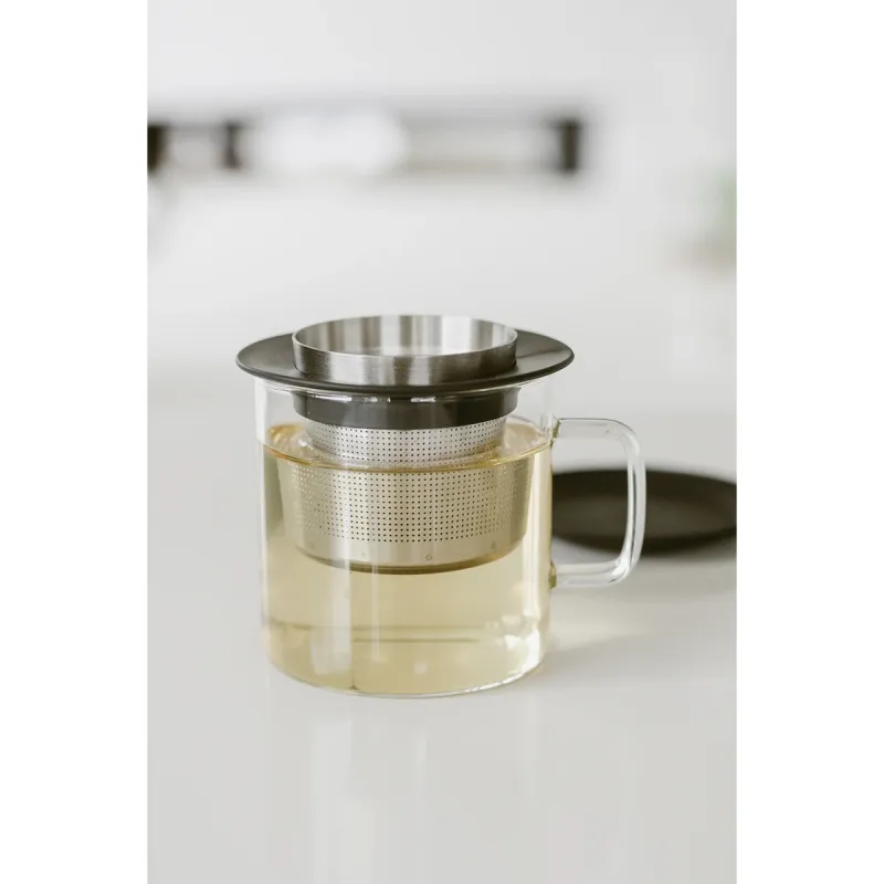 ZACK OMBA tea strainer with lid in stainless steel