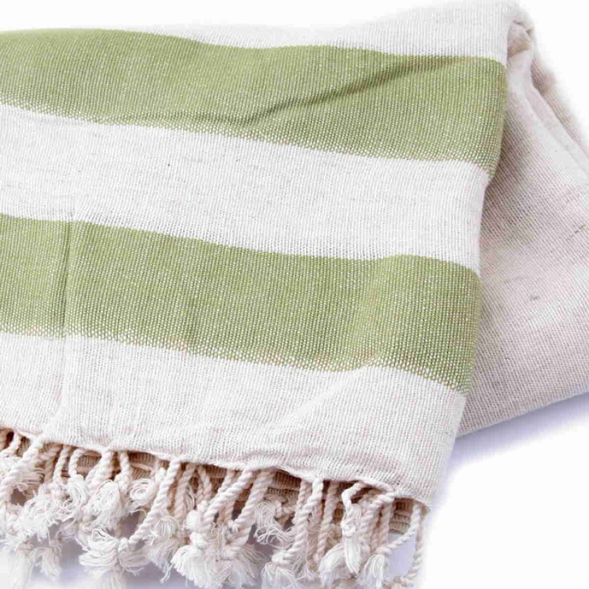 Turkish Cotton Peshtemal Towel Hand Loomed Bath Beach Towel Pestemal Green 