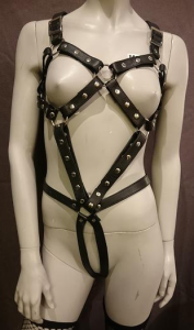 Leather Harness Body with Shoulder Straps, Black